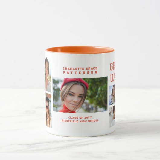 Modernes Script Multi Foto Abschluss Graduate Tasse (Zentrum)