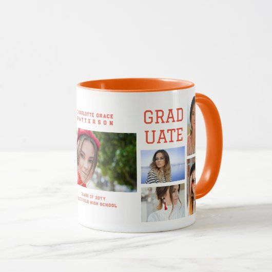 Modernes Script Multi Foto Abschluss Graduate Tasse (VorderseiteRechts)