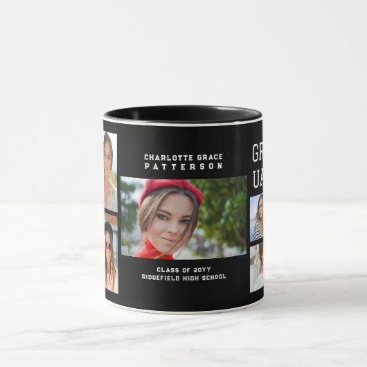 Modernes Script Multi Foto Abschluss Graduate Tasse (Zentrum)