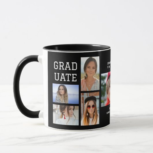 Modernes Script Multi Foto Abschluss Graduate Tasse (Links)