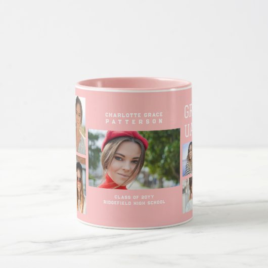 Modernes Script Multi Foto Abschluss Graduate Tasse (Zentrum)