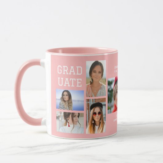 Modernes Script Multi Foto Abschluss Graduate Tasse (Links)