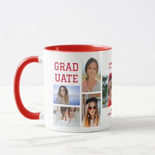 Modernes Script Multi Foto Abschluss Graduate Tasse (Links)