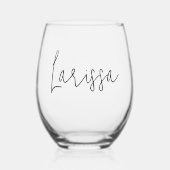 Modernes Script Name Bachelorette Brautparty Weinglas Ohne Stiel (Vorderseite)