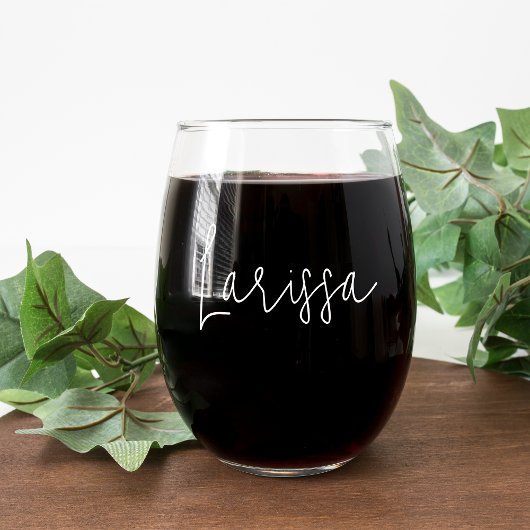 Modernes Script Name Bachelorette Brautparty Weinglas Ohne Stiel