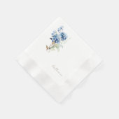 Modernes Script Name Blue Hydrangea Brautparty Serviette (Ecke)