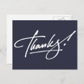 Modernes Script Navy Blue Dankeschön Card Postkarte (Vorne/Hinten)