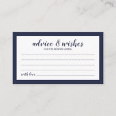 Modernes Script Navy Blue Wedding Advice und Wünsc Hinweiskarte (Vorderseite)