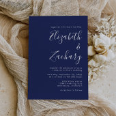 Modernes Script Navy Blue Wedding Einladung