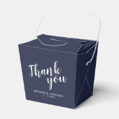 Modernes Script Navy Blue Wedding Geschenkschachtel (Vorderseite)