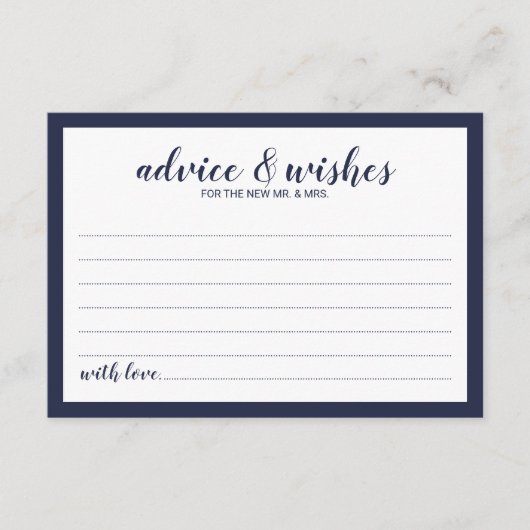 Modernes Script Navy Blue Wedding Hinweiskarte (Vorderseite)