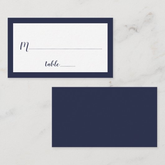 Modernes Script Navy Blue Wedding Platzkarte (Vorne/Hinten)