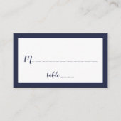 Modernes Script Navy Blue Wedding Platzkarte (Vorderseite)