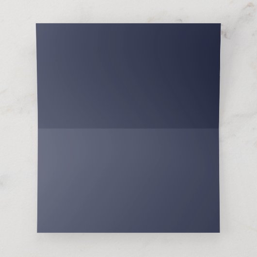 Modernes Script Navy Blue Wedding Platzkarte (Innenseite Aufgefaltet)