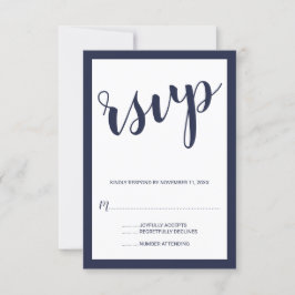 Modernes Script Navy Blue Wedding RSVP