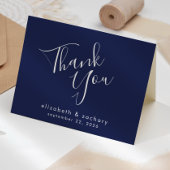 Modernes Script Navy Blue Wedding Vielen Dank Karte