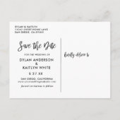 Modernes Script Navy Minimalistisches Foto Save th Ankündigungspostkarte (Rückseite)