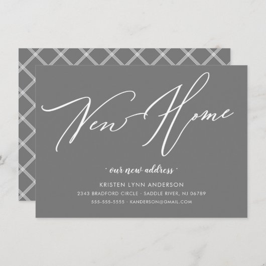 Modernes Script - Neuer Zuhause-Moving-Ankündigung Einladung (Vorne/Hinten)