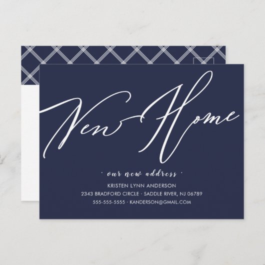 Modernes Script - Neuer Zuhause-Moving-Ankündigung Postkarte (Vorne/Hinten)