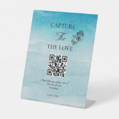 Modernes Script Ocean Blue Capture Die Liebe QR Co Sockelschild (Vorderseite)