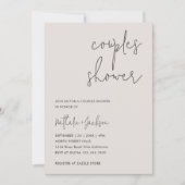 Modernes Script Off-White Couple Brautparty Einladung (Vorderseite)