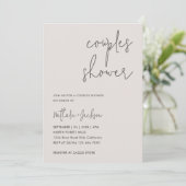 Modernes Script Off-White Couple Brautparty Einladung (Stehend Vorderseite)