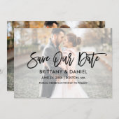 Modernes Script-Overlay für Pinselstriche Rette un Save The Date (Vorne/Hinten)