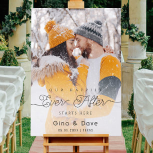 Modernes Script-Overlay Hochzeitplakat Foto Begrüß Poster