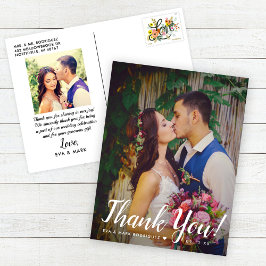 Modernes Script Overlay Wedding Foto Vielen Dank Postkarte