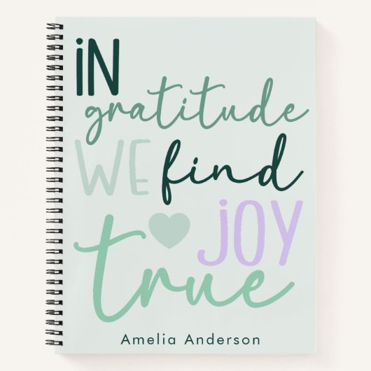Modernes Script Pastel Girly Gratitude Notebook Notizblock (Vorderseite)