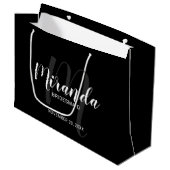 Modernes Script Personalisiert Bridesmaiers Black Große Geschenktüte (Vorderseite Schrägansicht)