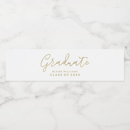 Modernes Script Personalisiert Foto Abschluss Wasserflaschenetikett (Einzelnes Label)