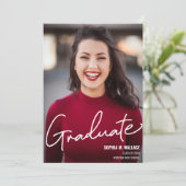 Modernes Script Personalisiert Graduate Foto Ankündigung (Stehend Vorderseite)