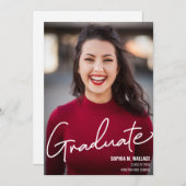Modernes Script Personalisiert Graduate Foto Ankündigung (Vorne/Hinten)