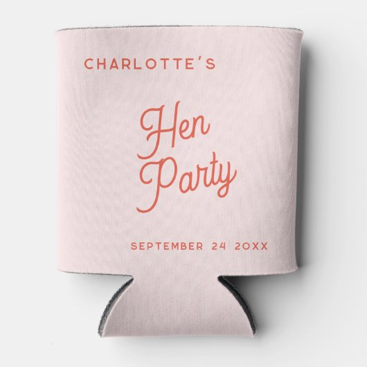 Modernes Script Personalisiert Hen Party Dosenkühler (Vorderseite)