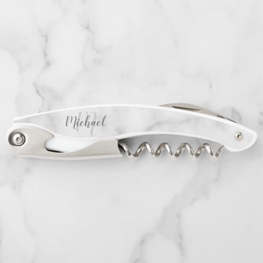 Modernes Script Personalisiert Monogram und Name W Kellnermesser (Vorderseite)