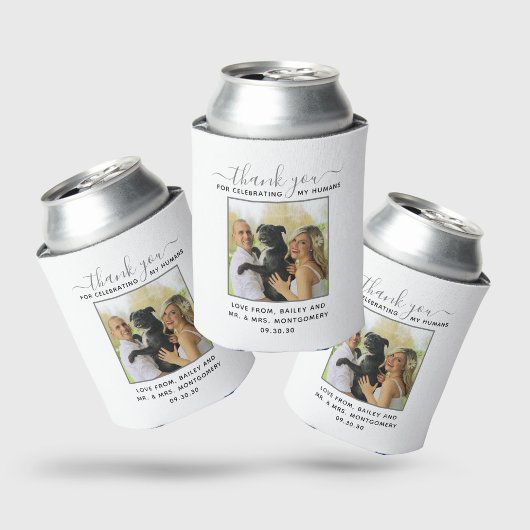 Modernes Script Personalisiert Pet Wedding Foto Dosenkühler
