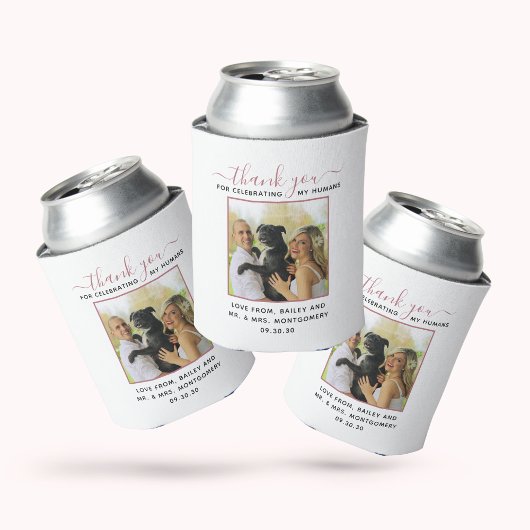 Modernes Script Personalisiert Pet Wedding Foto Dosenkühler