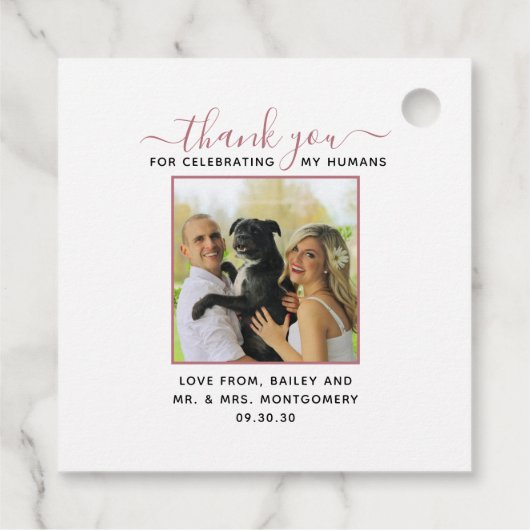 Modernes Script Personalisiert Pet Wedding Foto Geschenkanhänger (Rückseite)