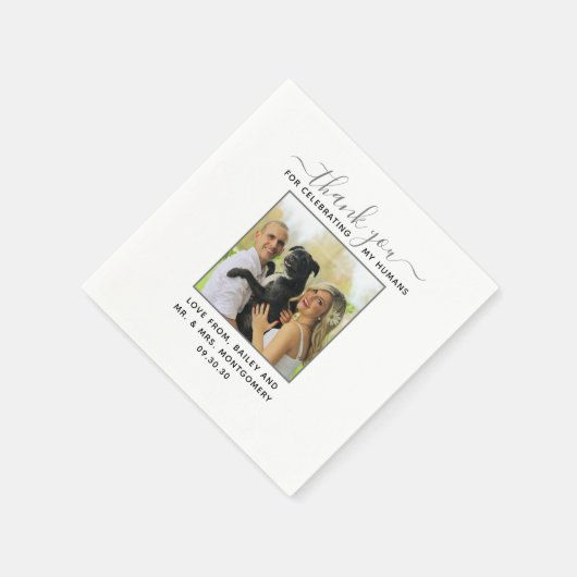 Modernes Script Personalisiert Pet Wedding Foto Serviette (Ecke)