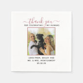 Modernes Script Personalisiert Pet Wedding Foto Serviette (Vorderseite)