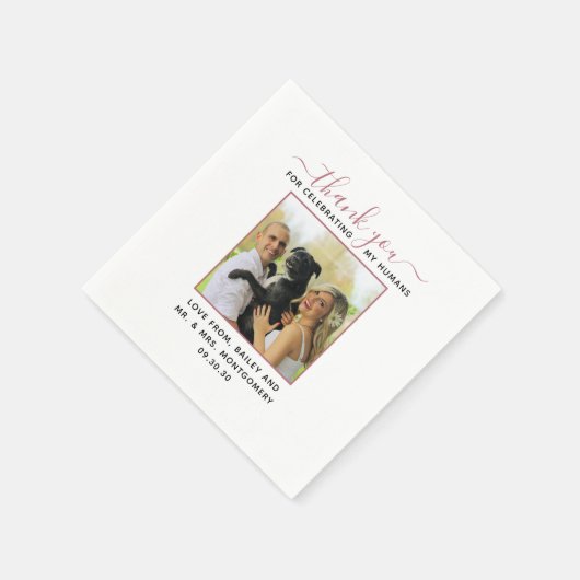 Modernes Script Personalisiert Pet Wedding Foto Serviette (Ecke)