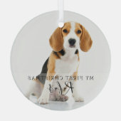 Modernes Script Pet Name Mein erstes Weihnachtsfes Ornament Aus Glas (Rückseite)