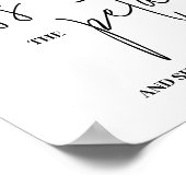 Modernes Script Petals Hochzeitschild Poster (Ecke)