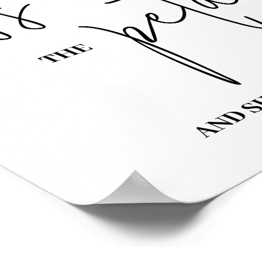 Modernes Script Petals Hochzeitschild Poster (Ecke)