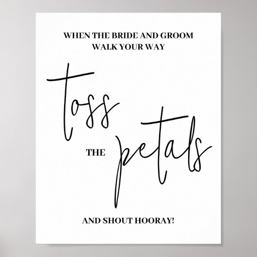 Modernes Script Petals Hochzeitschild Poster (Vorne)