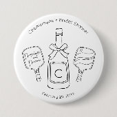 Modernes Script Pickleball & Prosecco Brautparty Button (Vorderseite)