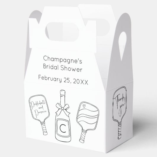 Modernes Script Pickleball & Prosecco Brautparty Geschenkschachtel (Geöffnet)