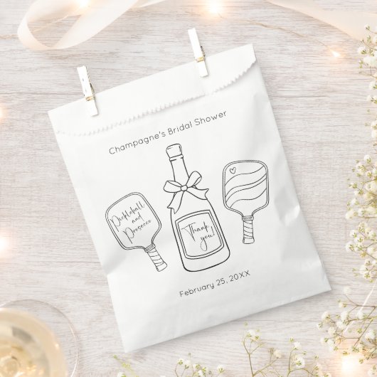 Modernes Script Pickleball & Prosecco Brautparty Geschenktütchen (Ausgeschnitten)