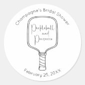 Modernes Script Pickleball & Prosecco Brautparty Runder Aufkleber (Vorderseite)